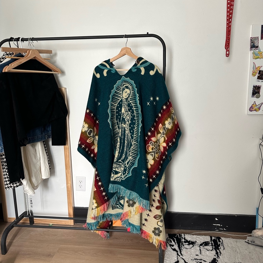 Virgin Mary Hooded Reversible Pancho